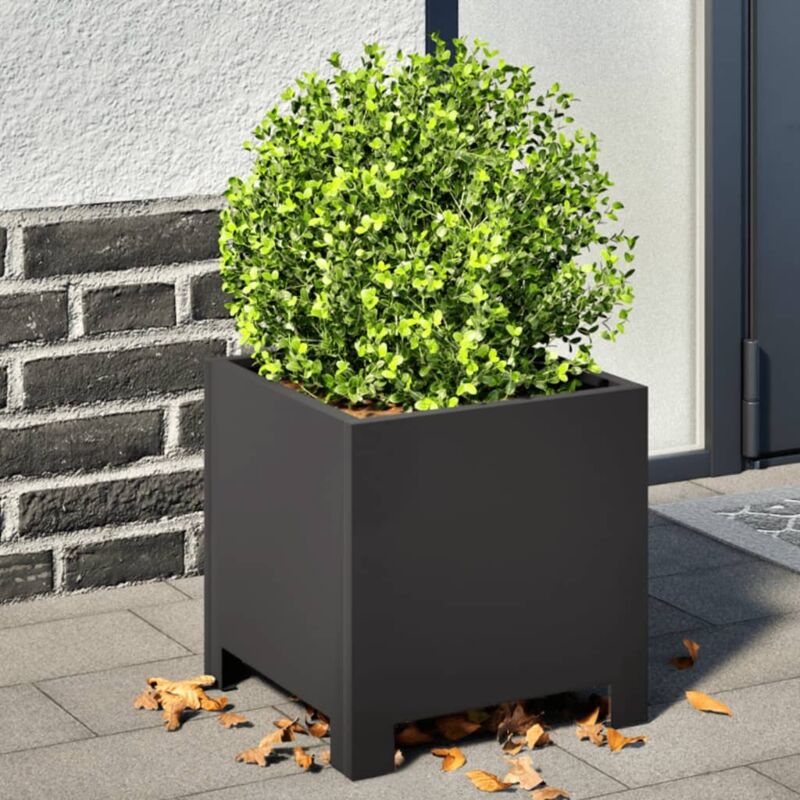 Garden Planters 2 pcs Black 30x30x30 cm Steel Vidaxl