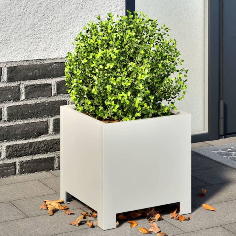 Garden Planters 2 pcs White 30x30x30 cm Steel vidaXL