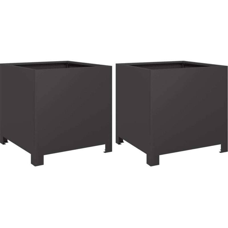 Garden Planters 2 pcs Black 40x40x40 cm Steel Vidaxl