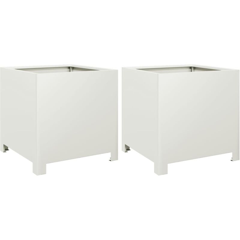 Garden Planters 2 pcs White 40x40x40 cm Steel Vidaxl