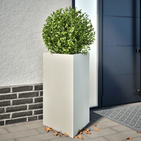Garden Planters 2 pcs White Triangular 50x43x75 cm Steel vidaXL