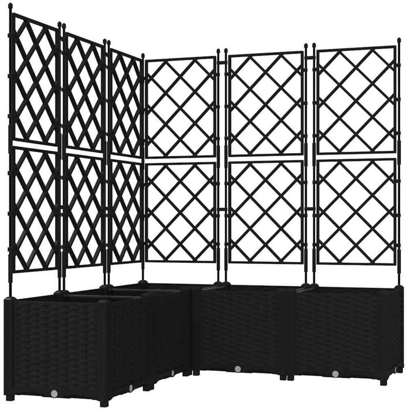 Vidaxl - Garden Planter With Trellis 5 Pcs Black 120 X 120 X 143 Cm Pp