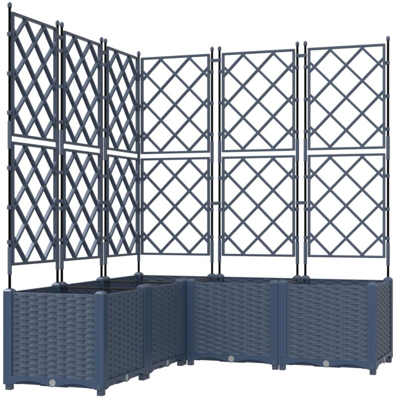 Garden Planter With Trellis 5 Pcs Grey 120 X 120 X 143 Cm Pp Vidaxl