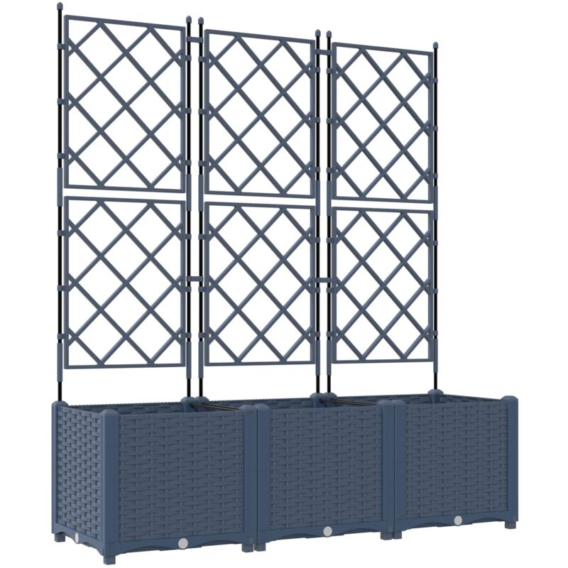 Vidaxl - Garden Planter With Trellis 3 Pcs Grey 120 X 40 X 143 Cm Pp