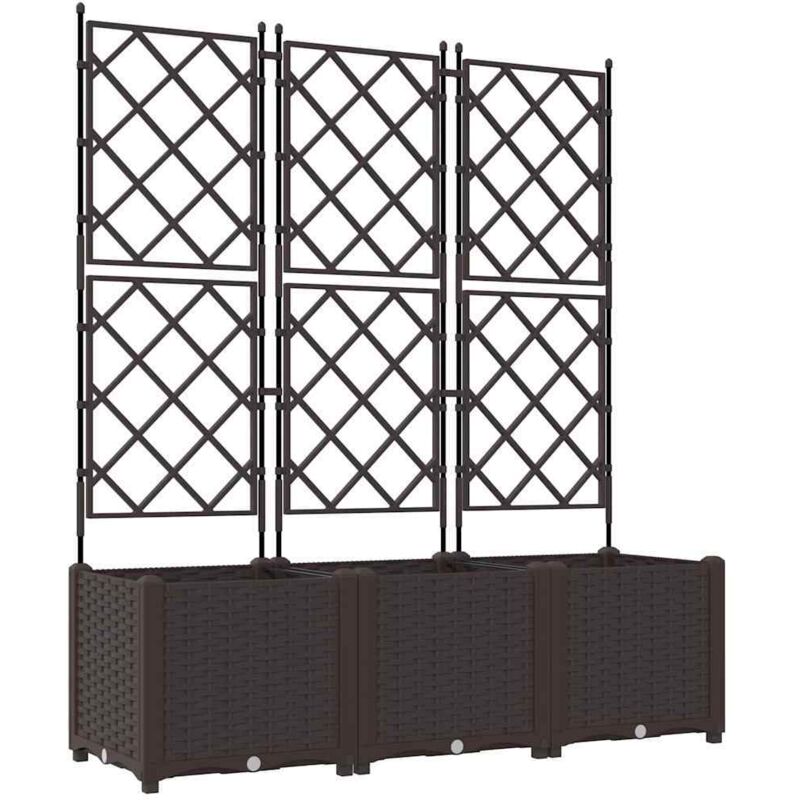 Vidaxl - Garden Planter With Trellis 3 Pcs Brown 120 X 40 X 143 Cm Pp