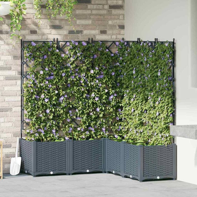 Vidaxl - Garden Planter With Trellis 5 Pcs Light Grey 120 X 120 X 143 Cm