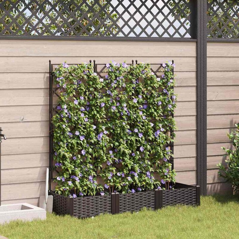 Vidaxl - Garden Planter With Trellis 3 Pcs Brown 120 X 40 X 125.5 Cm Pp