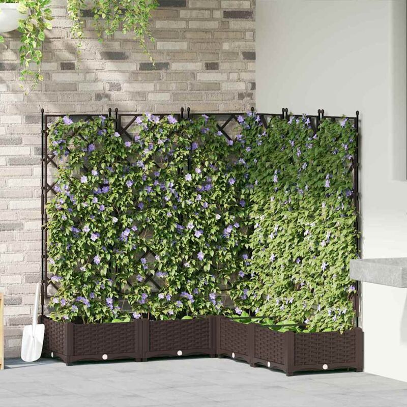 Vidaxl - Garden Planter With Trellis 5 Pcs Brown 120 X 120 X 125.5 Cm Pp