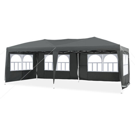Garden Pop Up Gazebo, 3 x 6mHeight Adjustable Marquee Party Tent with Sidewalls,Grey