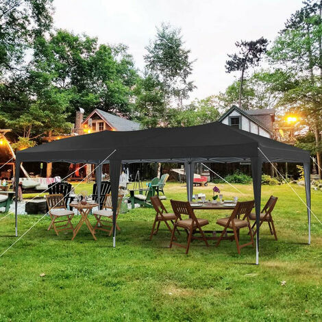 Garden Pop Up Gazebo,3 x 6m  Height Adjustable Marquee Party Tent,Black