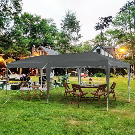 Garden Pop Up Gazebo,3 x 6m  Height Adjustable Marquee Party Tent,Grey