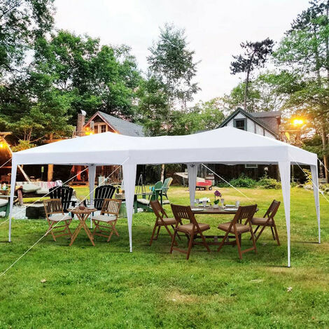 Garden Pop Up Gazebo,3 x 6m  Height Adjustable Marquee Party Tent,White