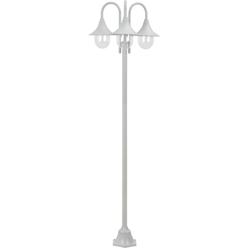 Garden Post Light E27 220 cm Aluminium 3-Lantern White Vidaxl