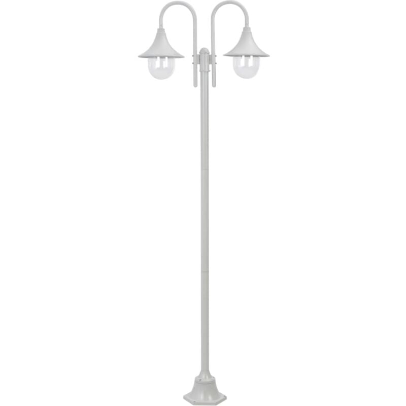 Garden Post Light E27 220 cm Aluminium 2-Lantern White Vidaxl