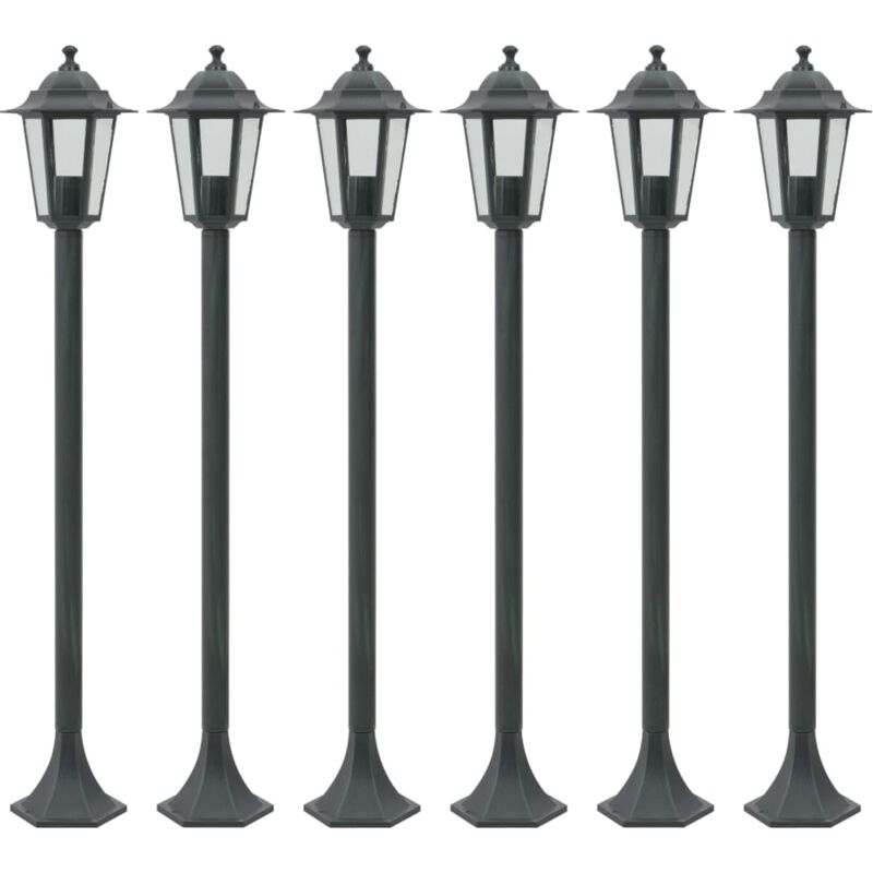 Garden Post Lights 6 pcs E27 110 cm Aluminium Dark Green Vidaxl