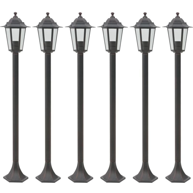 Garden Post Lights 6 pcs E27 110 cm Aluminium Bronze Vidaxl