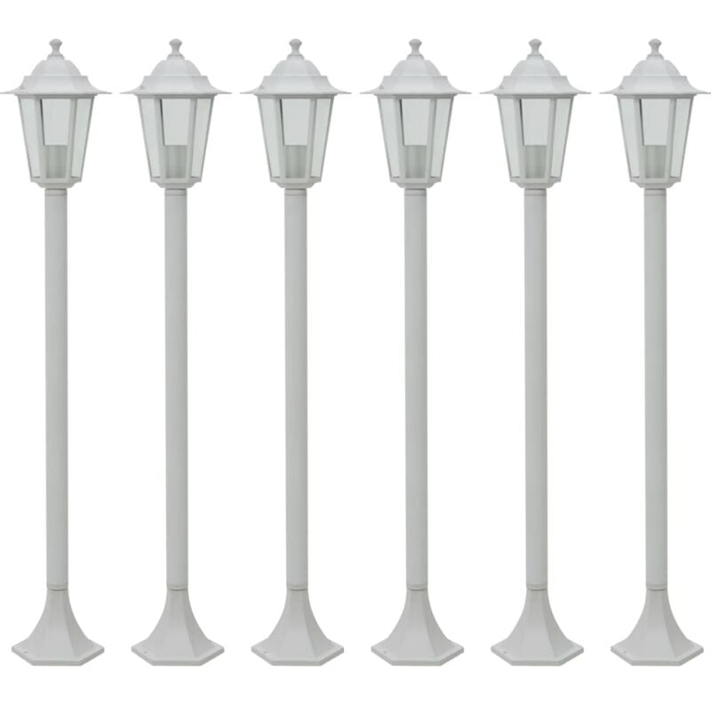 Garden Post Lights 6 pcs E27 110 cm Aluminium White Vidaxl