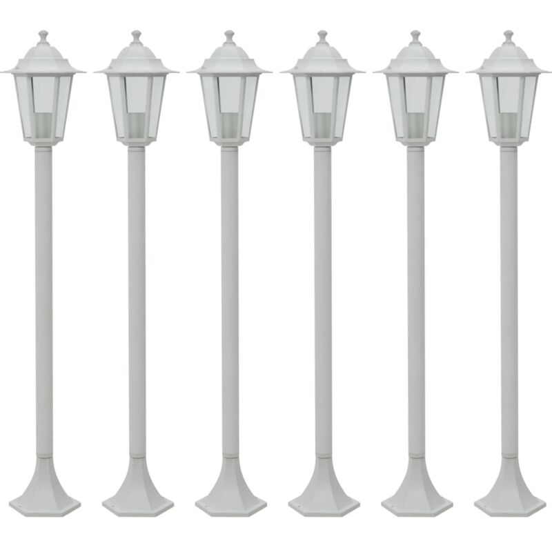 Vidaxl - Garden Post Lights 6 pcs E27 110 cm Aluminium White - White