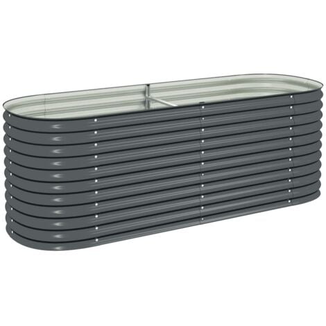 Garden Raised Bed 240x80x81 cm Galvanised Steel Grey