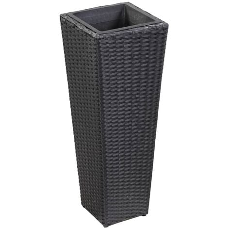 Garden Raised Bed 30x30x80 cm Poly Rattan Black - Black