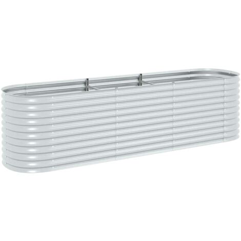 Garden Raised Bed 320x80x81 cm Galvanised Steel Silver