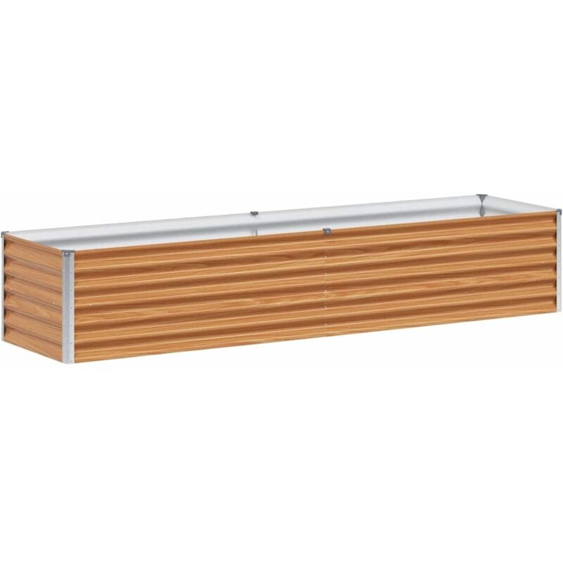Garden Raised Bed Light Brown 195 X 50 X 36 Cm Galvanised Steel Vidaxl