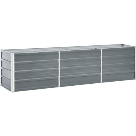 Garden Raised Bed Galvanised Steel 240x40x45 cm Grey vidaXL