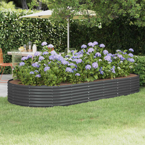 Garden Raised Bed Galvanised Steel 296x140x36 cm Anthracite vidaXL