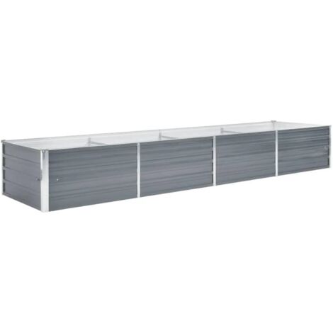 Garden Raised Bed Galvanised Steel 320x80x45 cm Grey