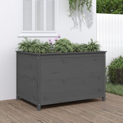 Garden Raised Bed Grey 119.5x82.5x78 cm Solid Wood Pine vidaXL