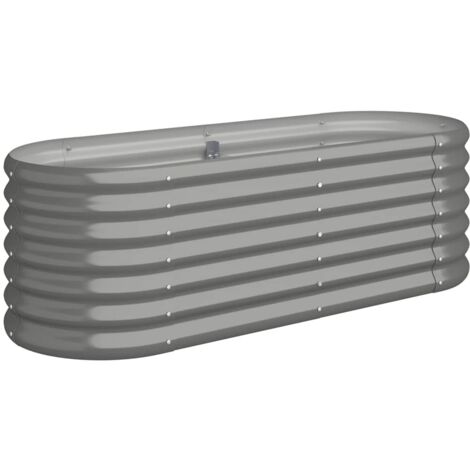Garden Raised Bed  Grey  Powder-coated steel  Large  Durable vidaXL