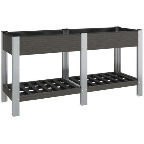 Garden Raised Bed with Shelf Grey 150x50x75 cm WPC vidaXL