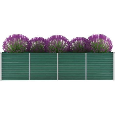 Garden Raised Bed，Planter，Plant pot，Flower box Galvanised Steel 320x80x77 cm Green CFW54428