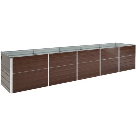 Garden Raised Bed，Planter，Plant pot，Flower box Galvanised Steel 400x80x77 cm Brown CFW89651
