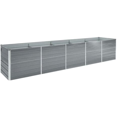 Garden Raised Bed，Planter，Plant pot，Flower box Galvanised Steel 400x80x77 cm Grey CFW32911