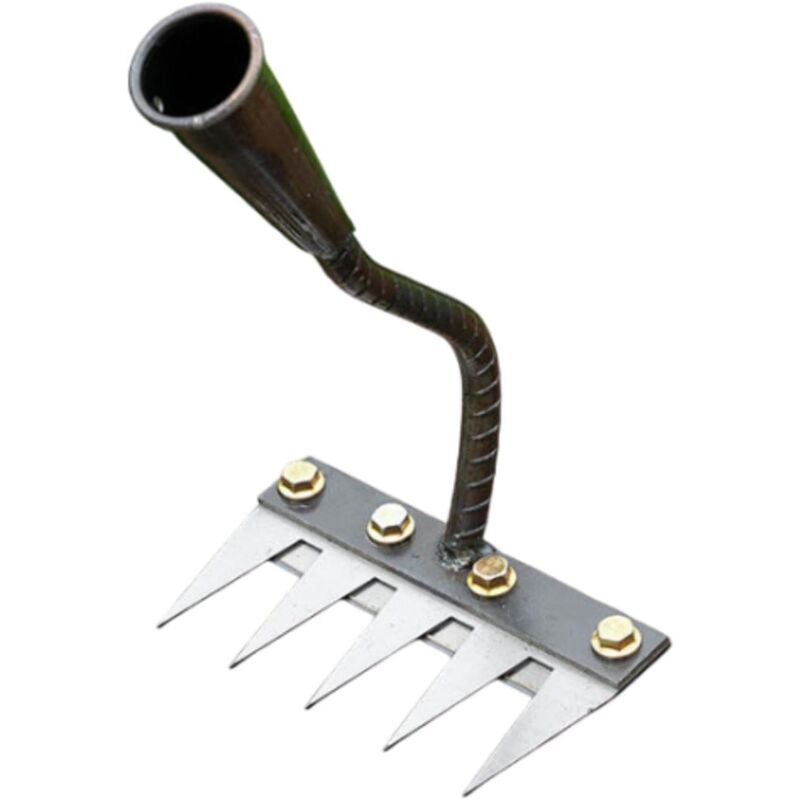 Garden Rake Manual Weeder Griffe Lourds en Acier Gardenage Hand Weeder Tool Rettrage pour Le paillage de désherbage de Défoliant, 5 Dents
