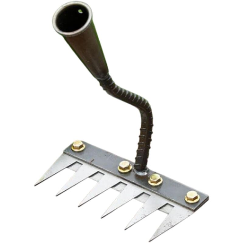 Garden Rake Manual Weeder Griffe Lourds en Acier Gardenage Hand Weeder Tool Rettrage pour Le paillage de désherbage de Défoliant, 6 Dents