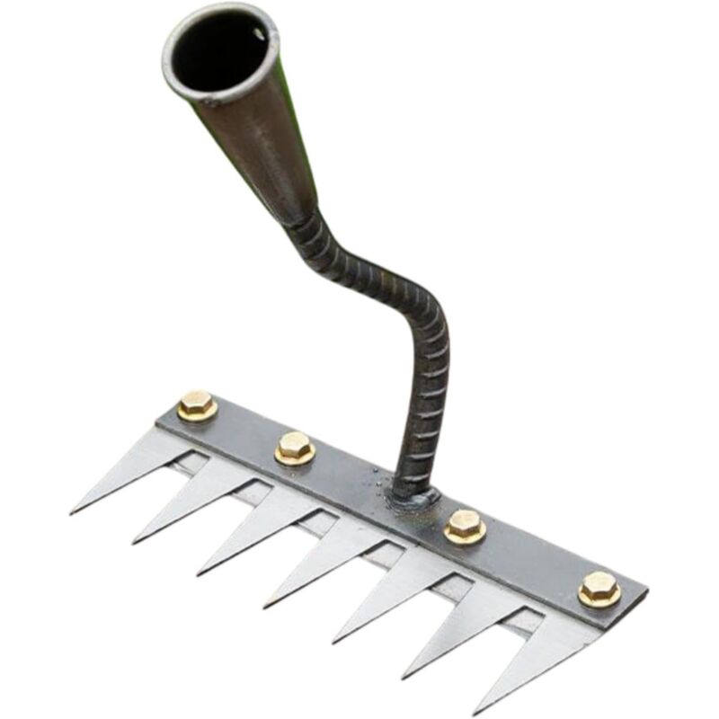 Garden Rake Manual Weeder Griffe Lourds en Acier Gardenage Hand Weeder Tool Rettrage pour Le paillage de désherbage de Défoliant, 7 Dents