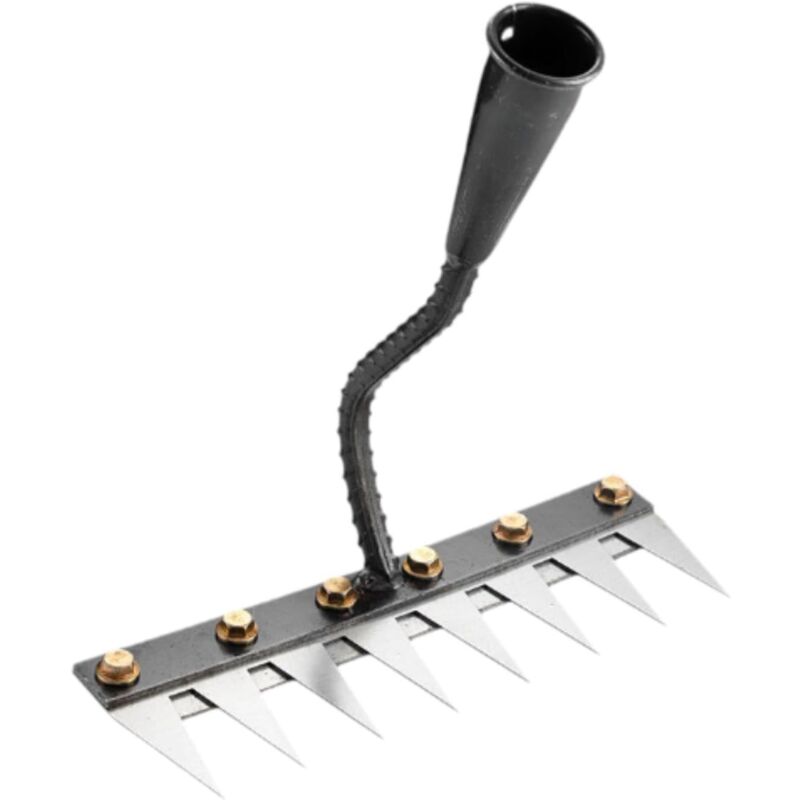 Garden Rake Manual Weeder Griffe Lourds en Acier Gardenage Hand Weeder Tool Rettrage pour Le paillage de désherbage de Défoliant, 8 Dents