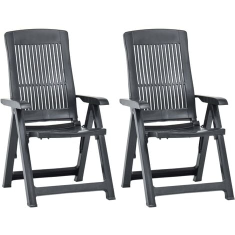 vidaXL 2x Garden Reclining Chairs Plastic Outdoor Seat Furniture Multi Colours
