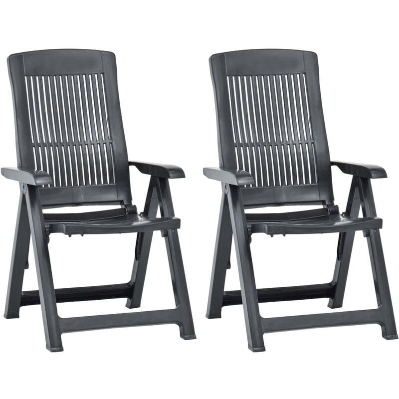 Garden Reclining Chairs 2 pcs Plastic Anthracite Vidaxl