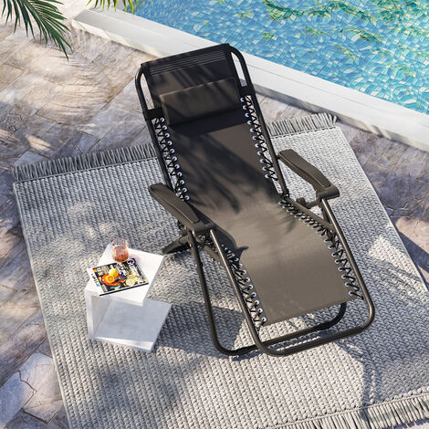 Garden Reclining Folding Sun Lounger Chair, Set of 1