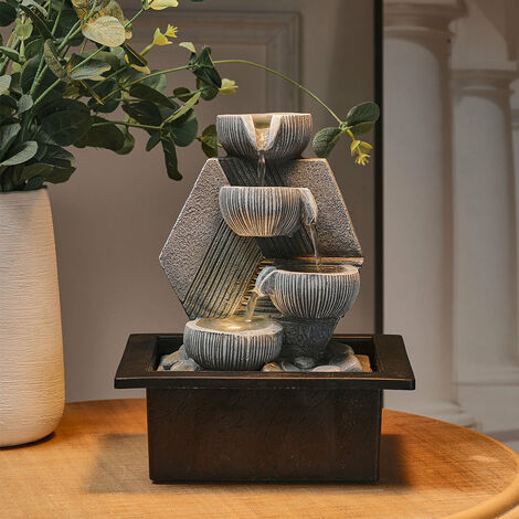 Garden Resin Fountain Water Feature LED Light