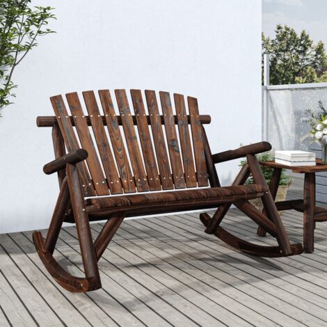 Garden Rocking Bench  Burned look  Solid spruce wood  2-Seater vidaXL