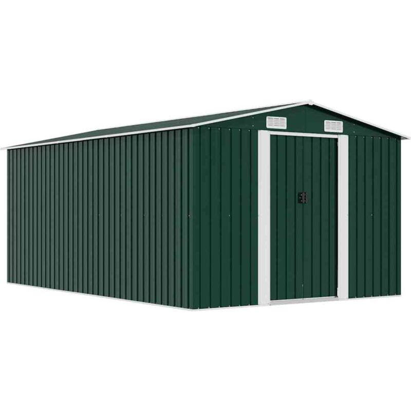 Garden Shed 257x392x181 Cm Metal Green Vidaxl