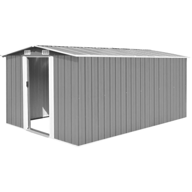 Garden Shed 257x392x181 cm Metal Grey Vidaxl