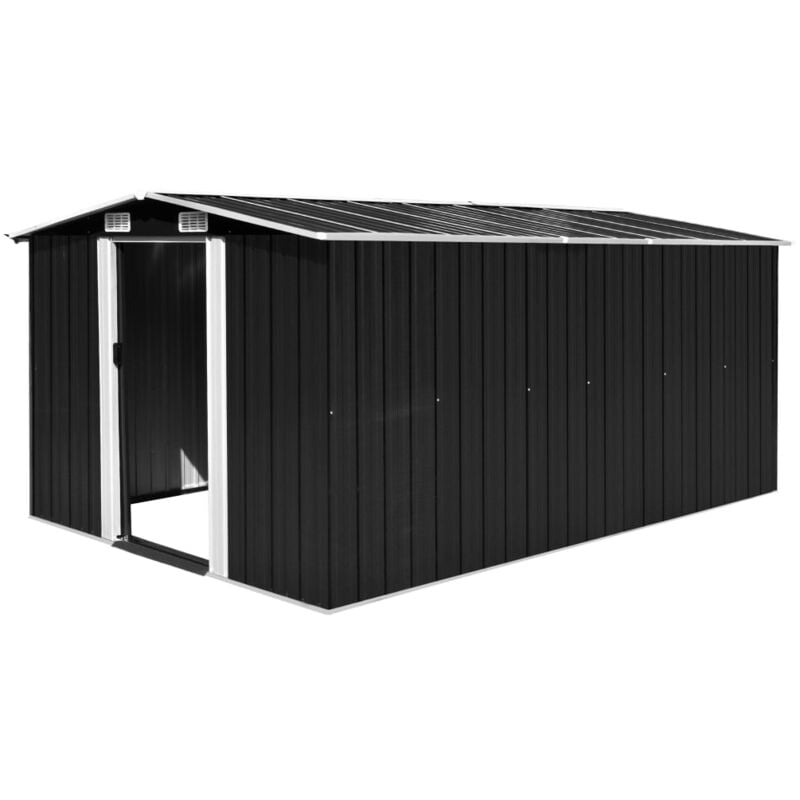 Garden Shed 257x392x181 cm Metal Anthracite Vidaxl