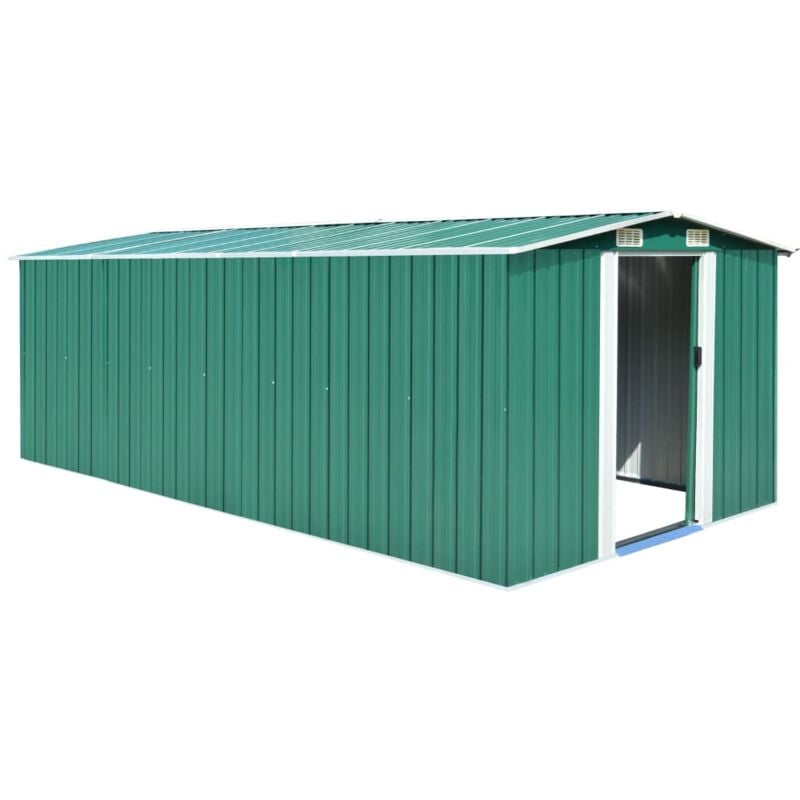 Garden Shed 257x489x181 cm Metal Green Vidaxl