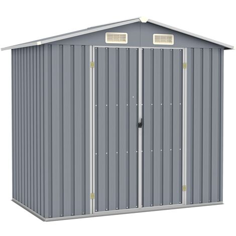 Garden Shed Grey 205x129x183 cm Galvanised Steel - Grey