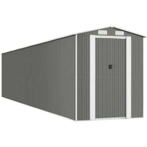 Garden Shed Light Grey 192x938x223 cm Galvanised Steel vidaXL